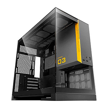 Gabinete Gamer Geometric Future Model 3, Mini-Tower, Lateral de Vidro, Preto e Cinza, GEO-M3-BG
