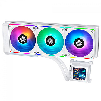 Water Cooler Lian Li Hydroshift LCD, 360mm, RGB, Com Display, Intel/AMD, Branco, HSLCD36RW