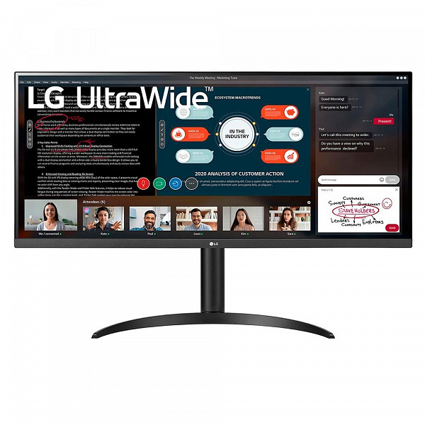 Monitor LG 34' IPS, Ultra Wide, Full HD, HDMI, HDR 10, 95% sRGB, FreeSync, Ajuste de Altura, Preto - 34WP550