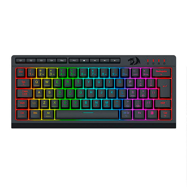 Teclado Gamer Redragon Shiva 61, 60%, RGB, ABNT2, Preto, K522-RGB-PT
