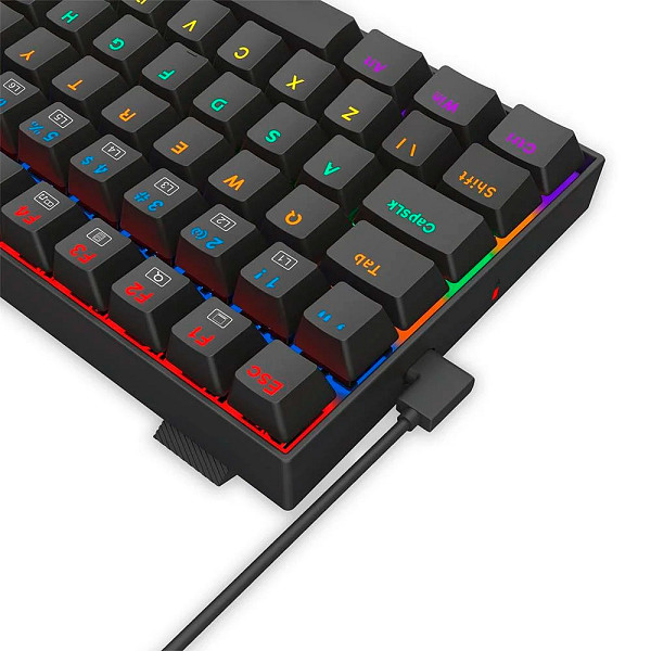 Teclado Mecânico Gamer Redragon Phantom, Iluminação Rainbow, Switch Marrom, Cabo USB-C Removível, ABNT2, Preto - K629-KB (PT-BROWN)