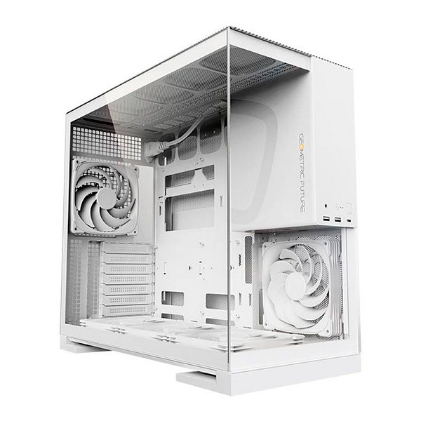 Gabinete Gamer Geometric Future Model 5, Mid-Tower, Lateral de Vidro, Com 5 Fans, Branco, GEO-M5F-W