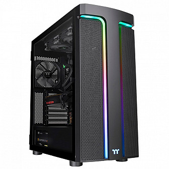 Gabinete Gamer Thermaltake H590 TG ARGB, Mid Tower, Vidro Temperado, Black, E-ATX, Sem Fonte, Com 2 Fans, CA-1X4-00M1WN-00