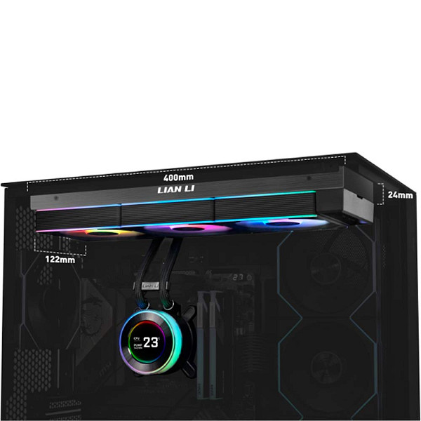 Water Cooler Lian Li Hydroshift II LCD-C, Preto 360N, RGB com Tela LCD IPS 2,1”  GHS2LCD36B