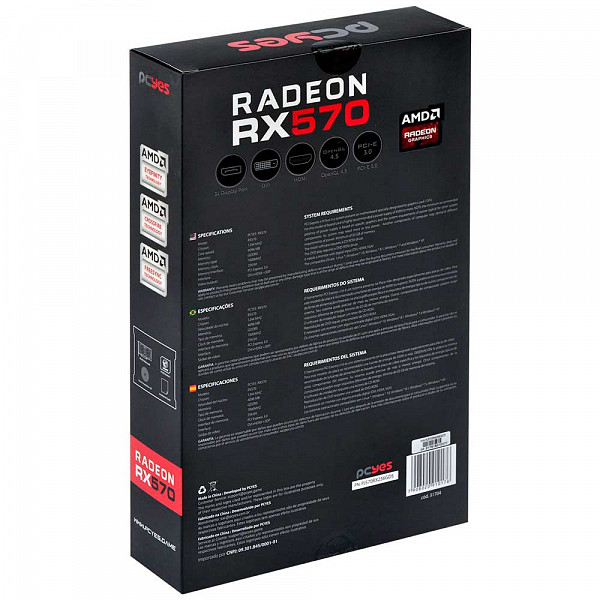 Placa de Vídeo PCyes AMD Radeon RX 570 4GB GDDR5 256 Bits Dual-Fan Graffiti Series - PJ570RX256GD5