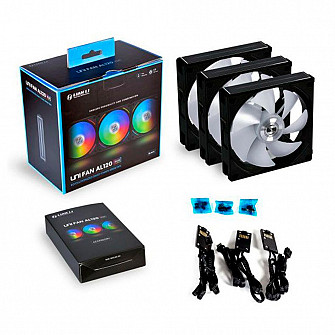 Kit Fan com 3 unidades Lian Li Uni Fan AL120, RGB, Black, UF-AL120-3B