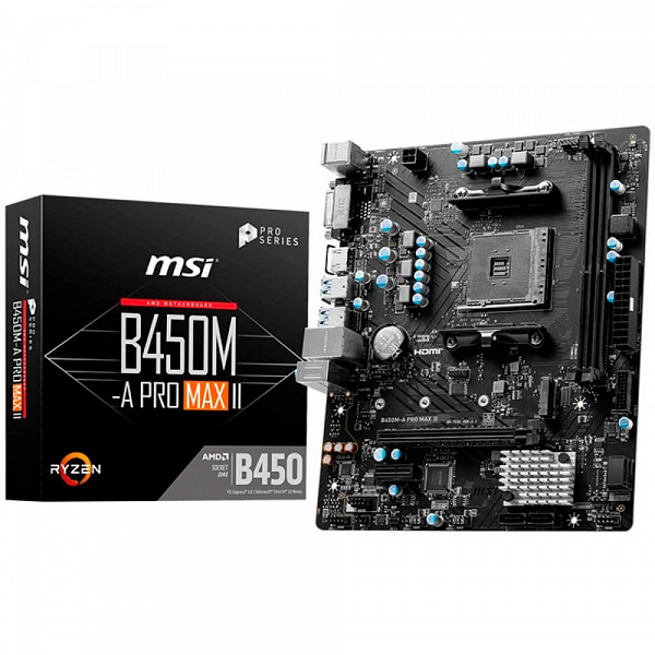 Placa Mãe MSI B450M-A Pro Max II, AMD AM4, Micro-ATX, DDR4