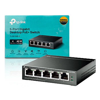 Switch Gigabit, Profissional 10/100/1000 C/ 5 Portas (sendo 4 Poe) - Tl-sg1005lp SMB